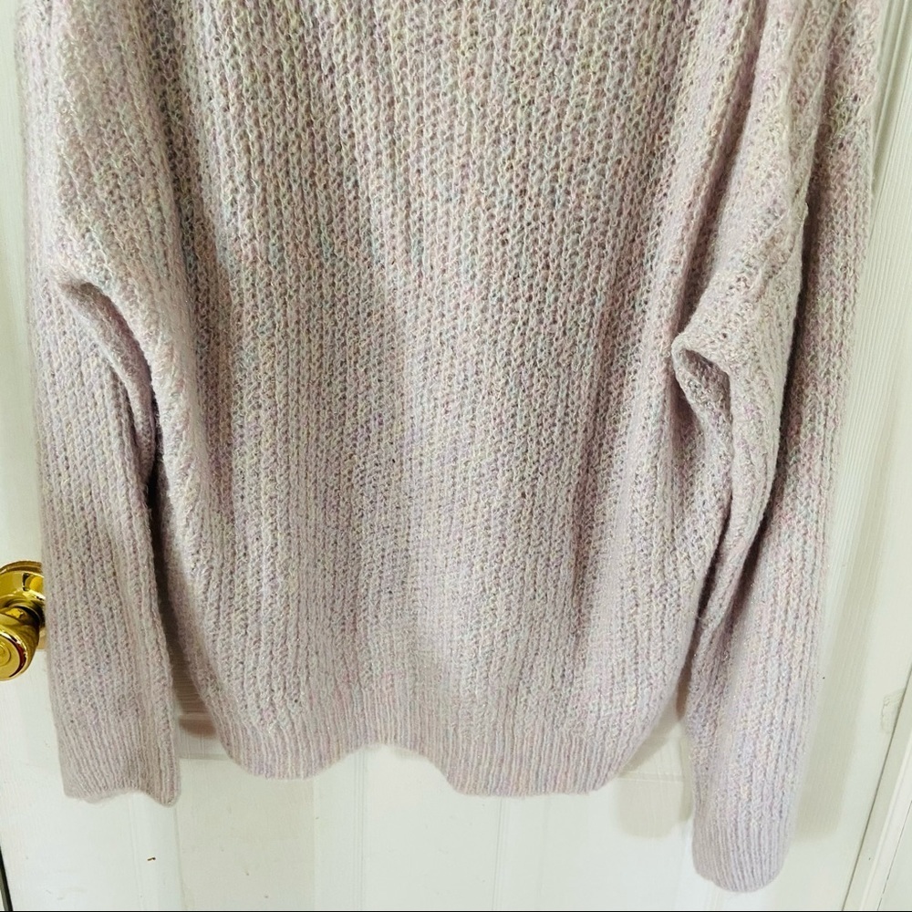 NWOT EXPRESS lavender purple sparkle metallic cowl neck chunky sweater SZ M & L - Picture 5 of 9